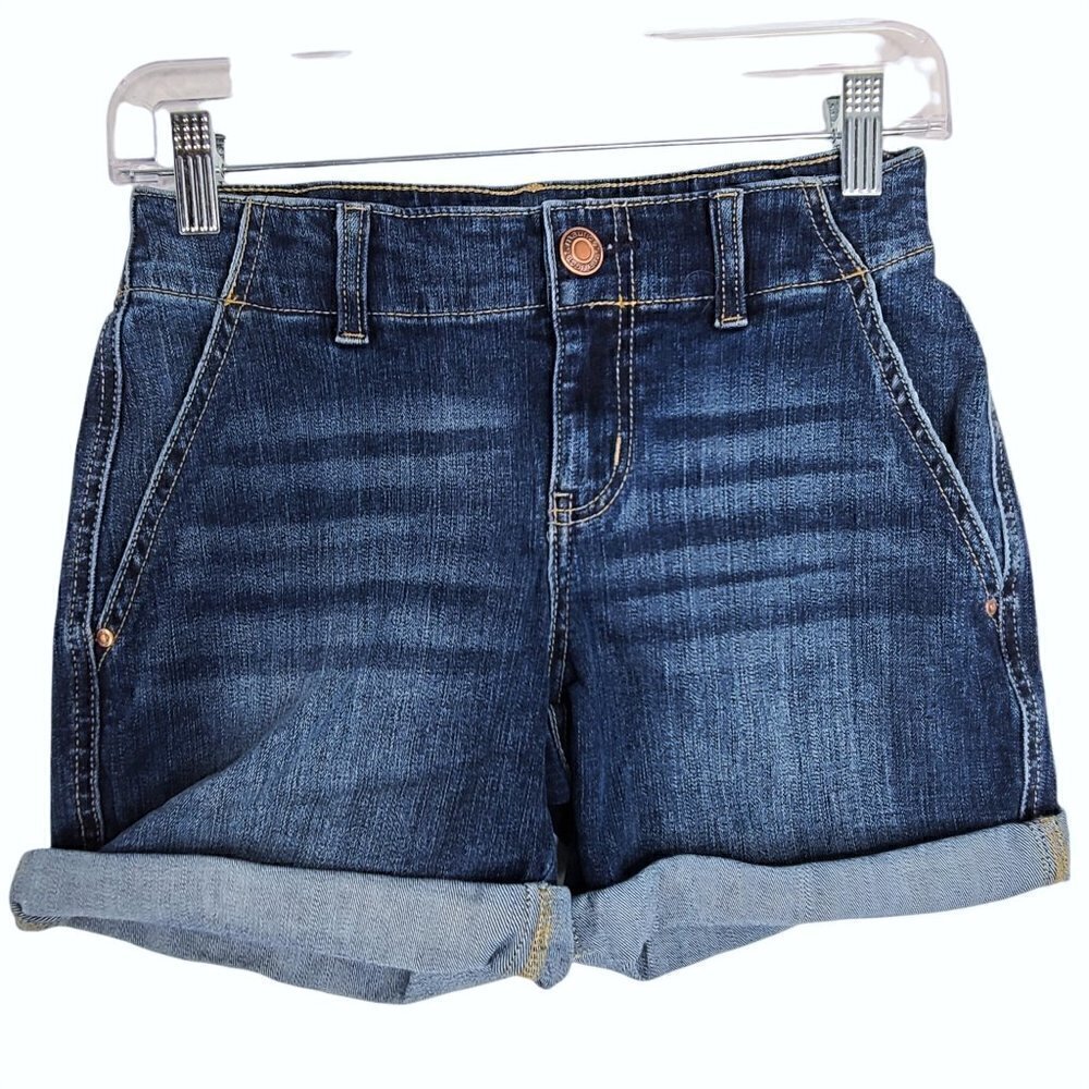 Maurice Dark Wash  Cuffed Stretch  Denim Shorts